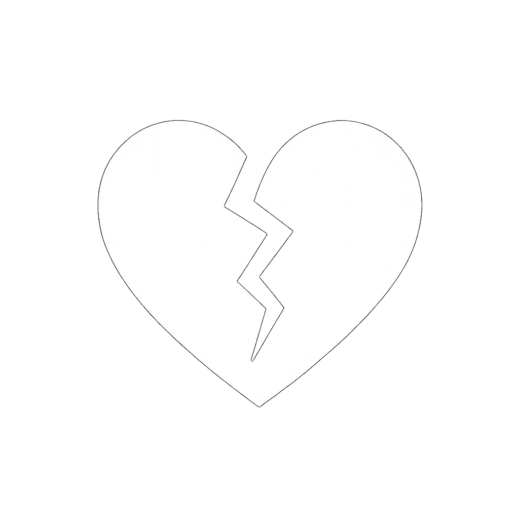 icono blanco de un corqzon roto-1